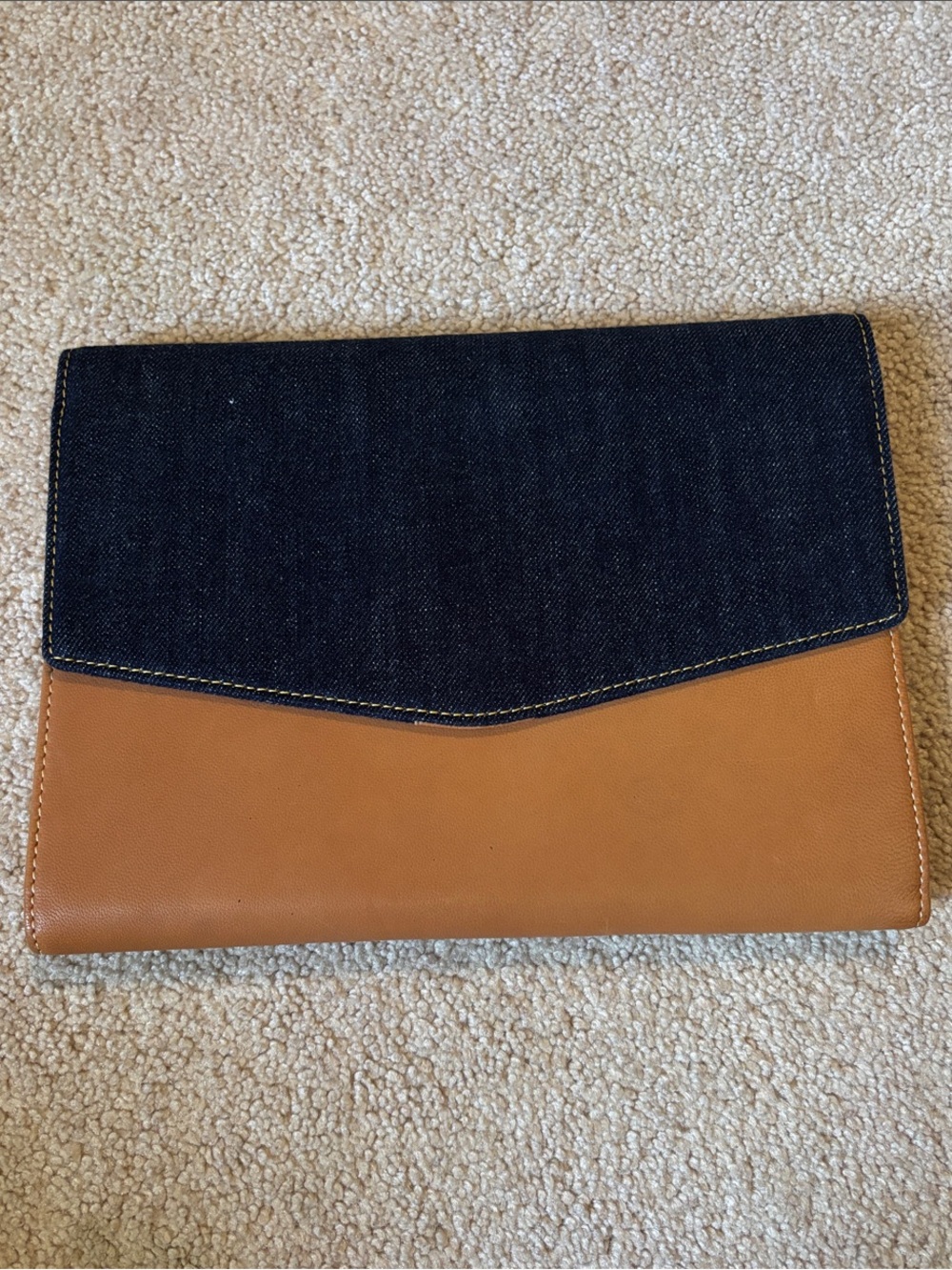 J. McLaughlin Denim Leather Clutch